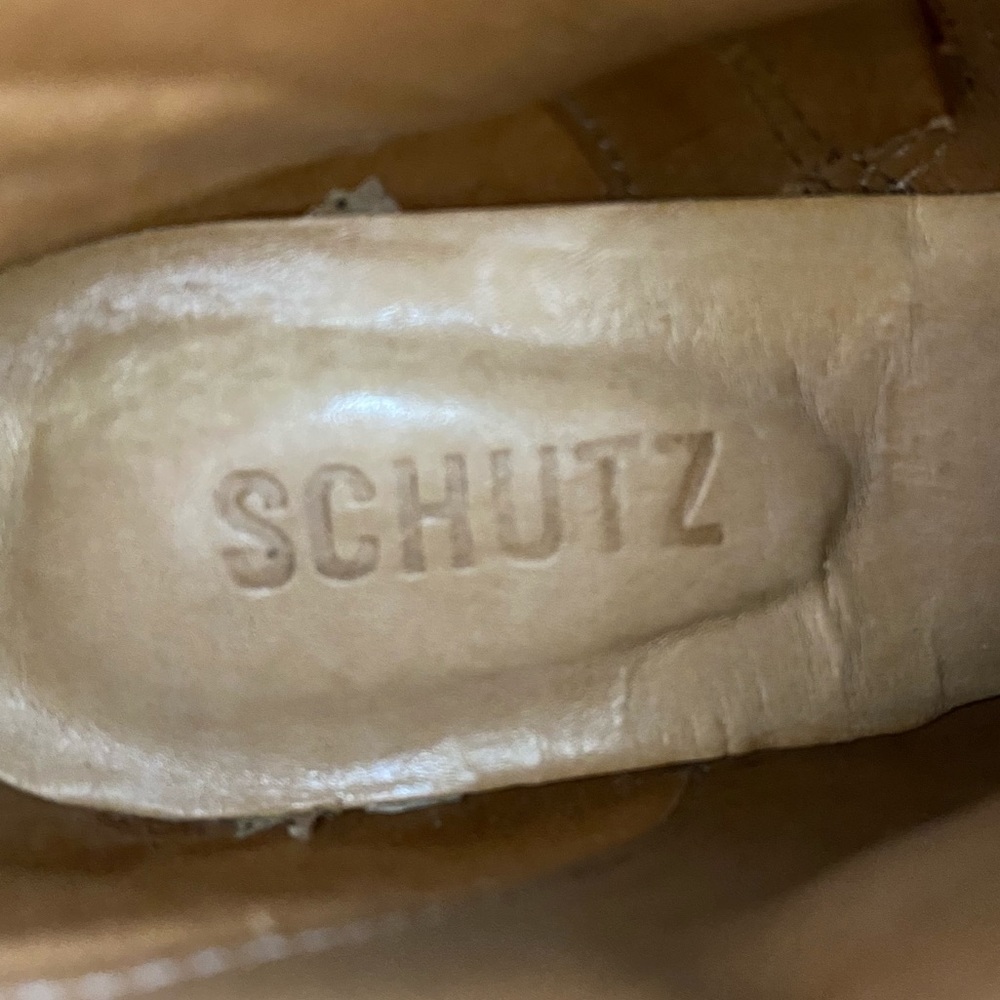 Schutz Abiha Tan Suede Leather Zip Block Heel Western Boot Bootie Size 6 - Picture 10 of 11